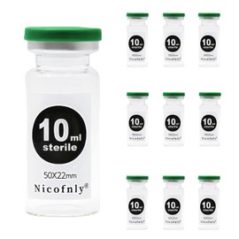Nicofnly 10 ml sterile vials - 10 ml sterile empty vial with self-healing injection port and hinged lid, sterile, 10 packs