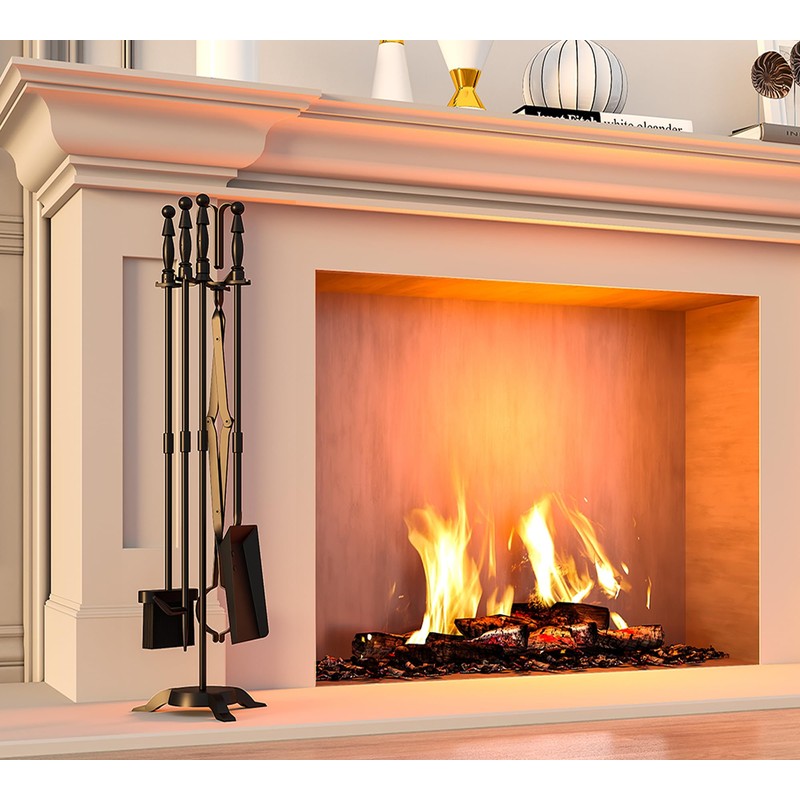 Fire Beauty Fireplace Tools Set 5 Pieces Wrought Iron Fire