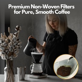 nu24 Pour Over Coffee Maker Set (Green) – Premium Non-Woven Filters & Portable Silicone Dripper, No Pre-Rinsing, Adjustable Flow Rates, Eco-Friendly, Perfect for Home or Travel