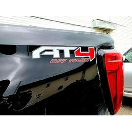 2Pc AT4 Off Road Bed Fender Decals Truck Sticker Replacement for 19-23 Sierra (Red)