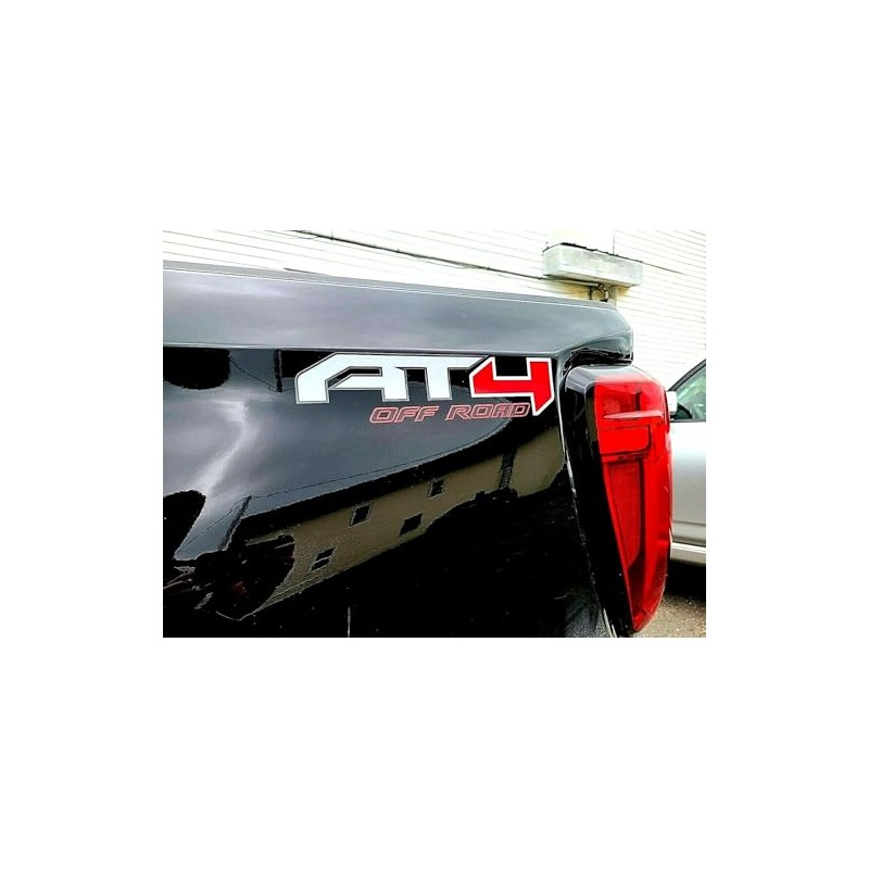 2Pc AT4 Off Road Bed Fender Decals Truck Sticker Replacement