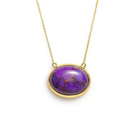 YoTreasure 15x20 MM Purple Copper Turquoise 14Kt Gold Over 925 Silver Chain Pendant Jewelry