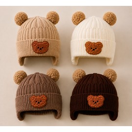 Baby Bear Ear Winter Hat for Kids – Soft Knitted Warm Beanie with Cute Design for Cold Weather Outdoor Wear