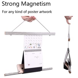 Ywlake Magnetic Poster Hanger, 18x24 18x12 18x24 Poster Frame Wood Wooden Magnet Print Posters Dowel Scroll Hanger Hangers Hanging Kit for Walls Map Canvas Artwork (Grey, 18, 2 Packs)