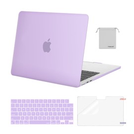 MOSISO Compatible with MacBook Air 13 inch Case 2024 2023 2022 M3 A3113 M2 A2681 Touch ID, Plastic Hard Case&Keyboard Cover&Screen Film&Pouch Compatible with MacBook Air 13.6 inch Case, Purple