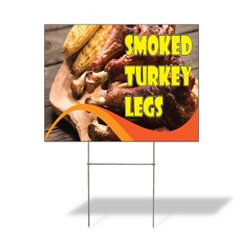 Fastasticdeals Weatherproof Yard Sign Smoked Turkey Legs Advertising Printing B Brown Lawn Garden Poultry 18x12 Inches 1 Side Print