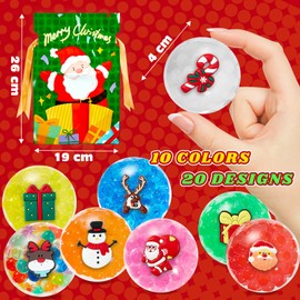 FIDWOD Christmas Stress Ball Fidget Toys for Kids:Christmas Party Bag Fillers Sensory Gifts Pack - Squishy Set Balls with Water Beads - Anxiety Relief for Autism Boys and Girls 20 PCS