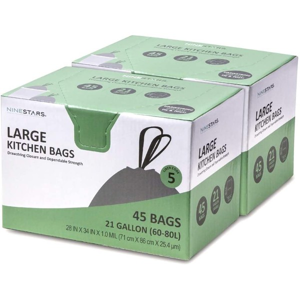 NINESTARS NSTB-21-45 Trash Bags, Large, White