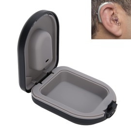 Haosie Hearing Aid Case, Hearing Aid Travel Case, BehindtheEar Hearing Aid Accessories, Waterproof Drop Resistance Storage Box, Black (2.6 x 2 x 1in)