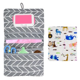 Nicrulp Changing Bag Organiser, Nappy Bag for On the Go, Changing Organiser with Changing Mat, Baby Changing Organiser, Small Changing Organiser, 2-in-1 Organiser and Cosmetic Bag for Mothers (18 x 21