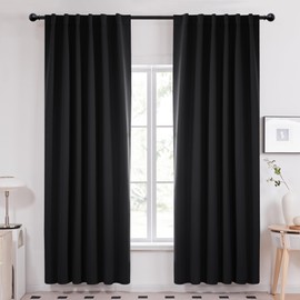 Deconovo Blackout Curtains, Thermal Insulated, W52 x L108 2 Panels, Back Tab, Machine Washable, Room-Darkening Drapes for Bedroom/Living Room Black