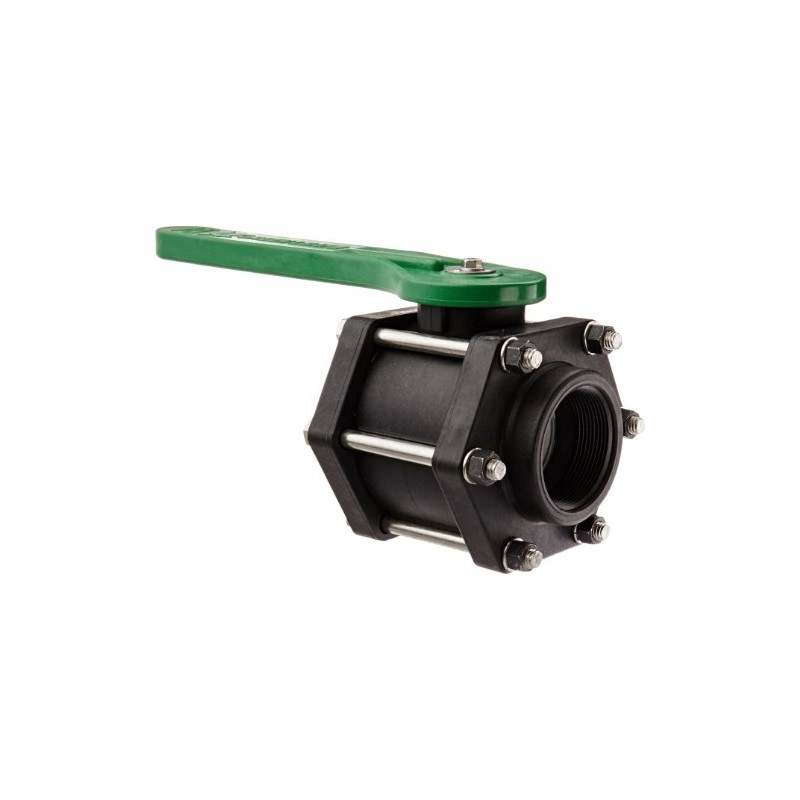 Green Leaf V200FP Polypropylene Bolted Ball Valve, Full Port, 2"