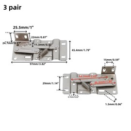 T Tulead 3 Pair 45 Degrees Tip-Out Trays Hinges, Steel Sink Drawer Tip Out Tray Kit, Drop Down Hinge for Flip Over Shoe Cabinet, Sink Cabinet