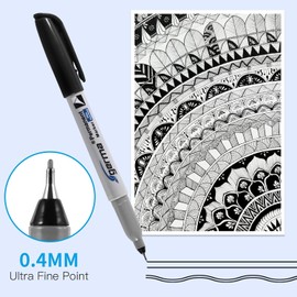 Cgerma Ultra Fine Point Permanent Markers Black, 18 Pack Ultra Fine Tip Markers, Waterproof, Quickly Dry, No bleed, Works on Plastic, Wood,Stone, Metal and Glass for School Office Home