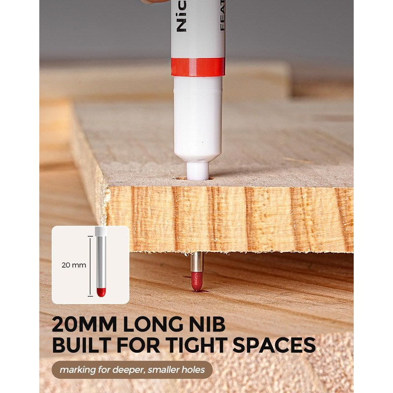 Nicpro 12 PCS Long Nib Marker Pens, 20mm Deep Hole