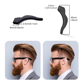 topstart 16 Pairs Glasses Ear Grip, Anti-Slip Glasses Ear Hook Comfort Silicone Eyeglasses Ear Cushion For Glasses Sunglasses Reading Glasses Retainers for Kids Adults(Black)