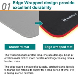 BODYTECH Exercise yoga mat with edge protection and extra wide 27.6 inches 1/2 inch thick Black/Red Color