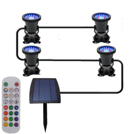 yoosuml Outdoor Solar Spotlights, Underwater Pond Lights, RGB 12 LEDs Landscape IP68 Waterproof Submersible Fountain Lights for Garden Yard Aquarium Pond Fountain, (Set of 4)