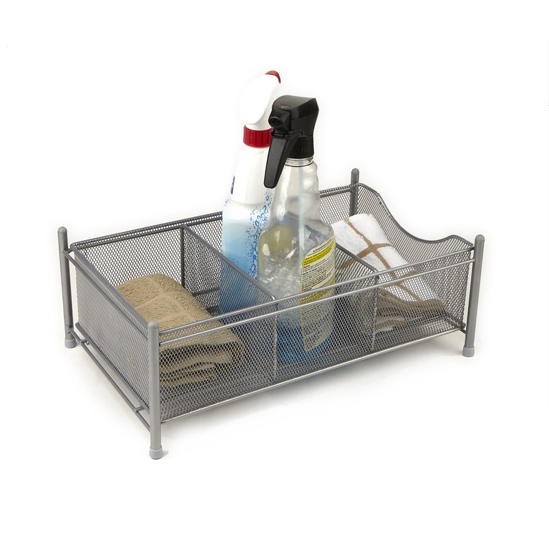 Mind Reader 3 Compartment Metal Mesh Storage Baskets Organizer, Home,