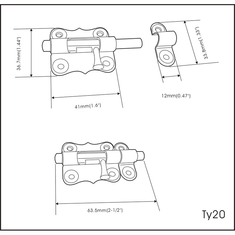 QCAA Deco Durable Steel Sliding Barrel Bolt, 2-1/2'', Black Coated,