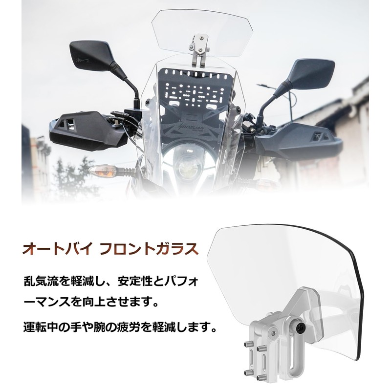 HENGTUAOTO Motorcycle Screen Spoiler Air Deflector Windshield Adjustable Transparent