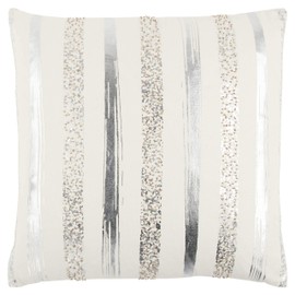 Rizzy Home T13304 Decorative Pillow, 20"X20", Silver/White