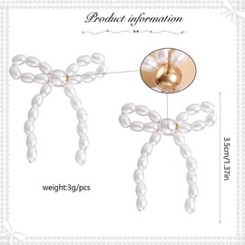 Schleifen Perlen Ohrringe für Damen Frauen Bow Ribbon Ohrstecker Elegante Perlen Tropfen Ohrringe, Imitation Perlen Schleife Knoten Ohrringe für Mädchen