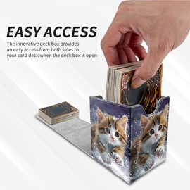 DIGTIALL Card Deck Box Trading Cards with Strong Magnet Cute Brown White Kitten Theme Commander Deck Box Card Storage Box Magic Premium Card Storage Box Case Cover for TCG CCG Magic Cards