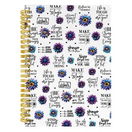 Nipil Inspirational Floral Notebook Journal, Motivational Notebooks for Note Taking, Positive Affirmations Gifts Journals for Writing, Purple Floral Hardcover Spiral Notebook Journal, 5.5x8.3 Inch