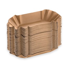 ONISM Chip Bowls | Cardboard Bowl Oval | Pack of 50 | Disposable | Brown | Kraft Paper | Organic | Recycled Paper | Bratwurst | Hotdog | Frits | Bowls | (50, OVAL)