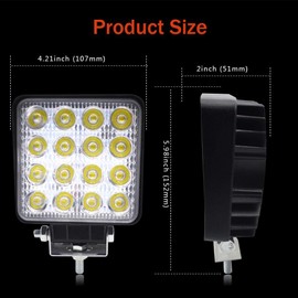 BeiLan LED Work Light Bar,48W 12V/24V Spotlights Car Off-road Light Auxiliary Worklight Waterproof LED Light Bar for Truck,Tractor,Car, ATV (Pack of 2)