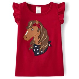 Gymboree Girls and Toddler Embroidered Graphic Sleeveless T-Shirts Shirt, Red Horse, 2T US