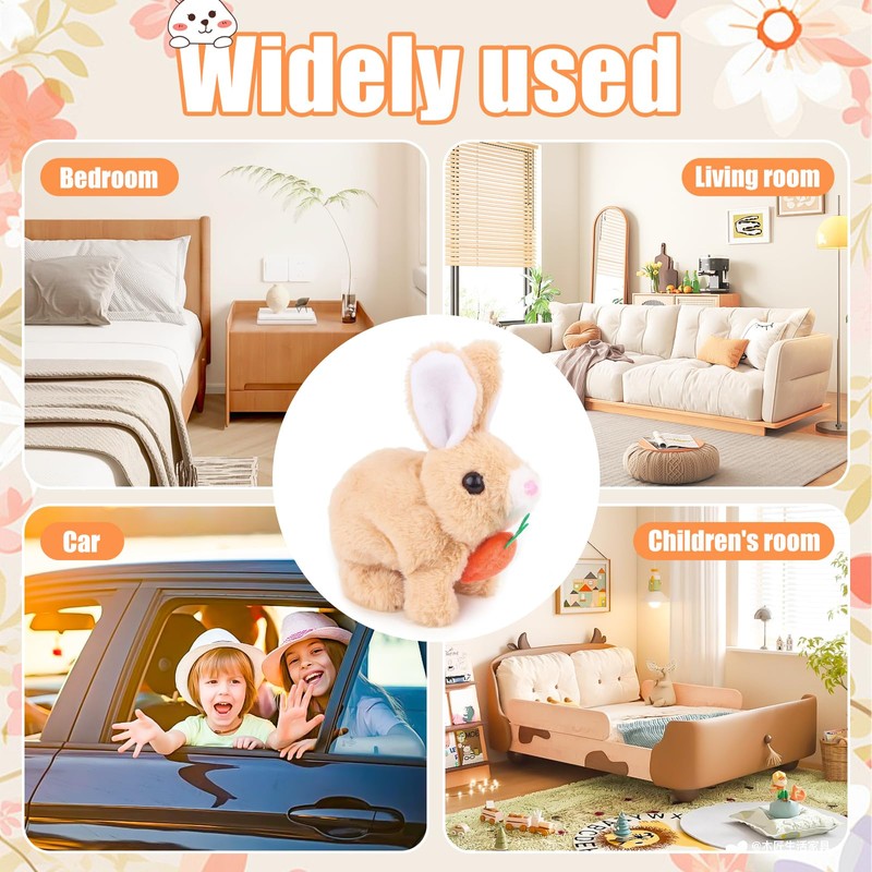 Byffoer Bouncing Rabbit, Interactive Electronic Pet Plush Rabbit Toy with