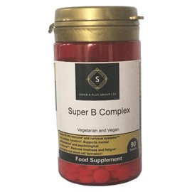 Super B Complex High Strength and Absorption 9 Essential B Vitamins Vegetarian Vegan Gluten Free Dairy Free 90 Tablets Super B Plus Group Ltd