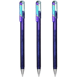 Pentel Hybrid - Dual Metallic - Liquid Gel Rollerball Pens - K110 - Violet & Metallic Blue Ink - Pack of 3