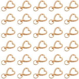 30Pcs Heart Shape Keychains Gold Metal Spring Key Chain Sturdy Heart Keychain Clip Hardware Accessories for Handbag DIY Bags Keys Rings and Card Holders Craft Making Hanging Buckle Key Ring