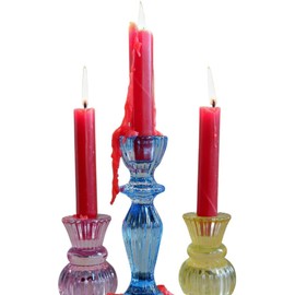 Candlestock Hippie Drippy Drip Candles - Pack of 66 Dripping Taper Candles - Wine Bottle Melting Candle (Red)