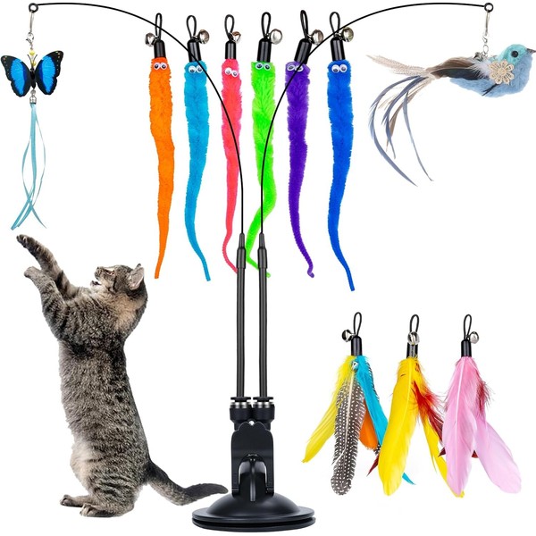 Cat Feather Toys, Cat Toys Wand, Interactive Cat Toy with