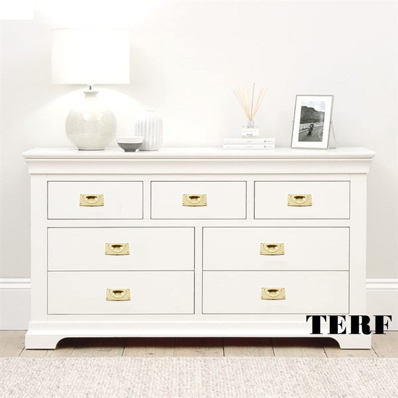 TERF® Traditional Vintage Polished Brass Flush Drop Pull Handle 90mm