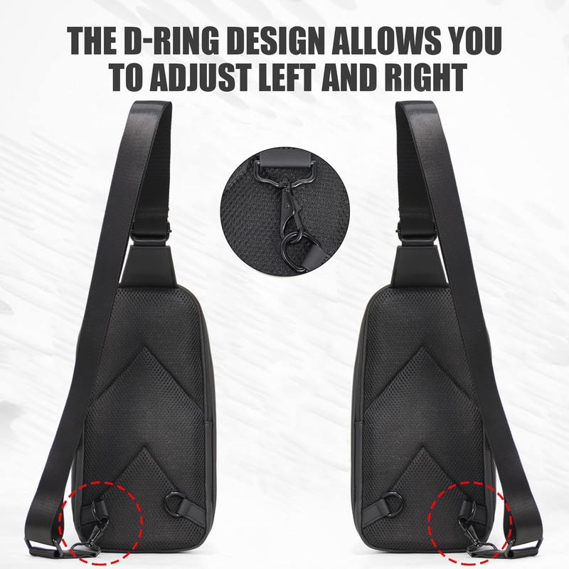 Crossbody Sling Bag, Water Resistant Daypack, Multi-Compartment Design, for Hiking