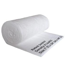 Ceramic Fiber Insulation Blanket - 8# Density 2400F - 1” x 24” x 48” - High Temperature Insulation Baffles for Wood Stove Furnace Forge Chimney Fireplace Pizza Oven Boiler Kiln Dishwasher, and More