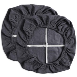 Yikko Chair Seat Covers, High-Density Check Jacquard Ekedalen Seat Covers for Dining Kitchen Restaurant Banquet, Stretch Removable Washable Chair Seat Cushion Protector (2, Dark Grey)