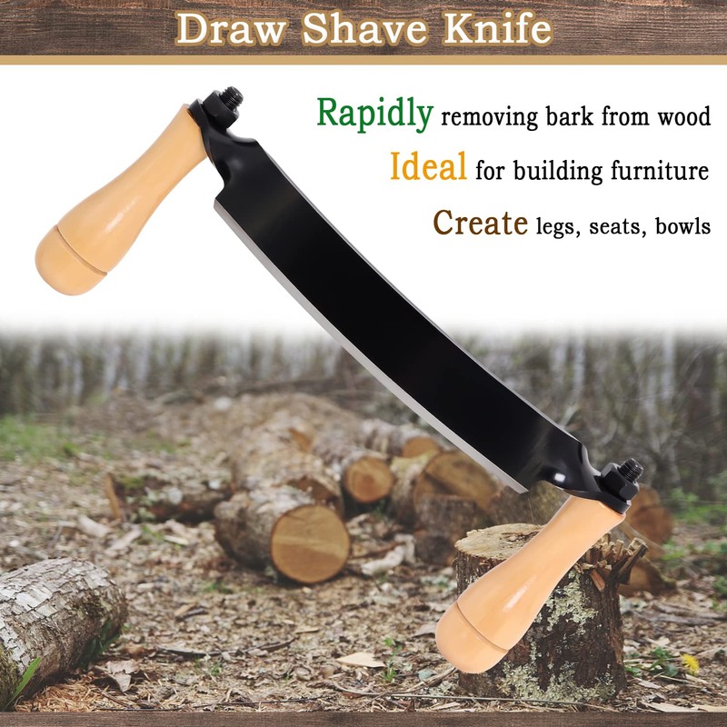 Wadoy Draw Shave Knife - 10 in Curved DrawKnife, Curved