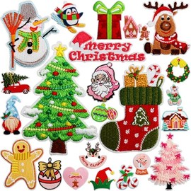 23 PCS Christmas Patches Christmas Iron On Patches for Clothing Decorative Patches Embroidered Sew On Cartoon Anime DIY Patches Applique Patch Repair