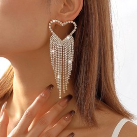 Bow Earrings for Women Rhinestone Earrings Chandelier Dangle Earrings Long Tassel Drop Earrings for Women Prom Wedding Statement Jewelry