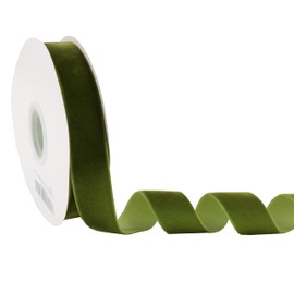 DINDOSAL Moss Green Velvet Ribbon 1 Inch Single Face Olive Green Velvet Ribbon for Wedding, Christmas Velvet Ribbon for Tree Decorations, Gift Wrapping, Hair Bows Ribbon, Ribbon for Crafts - 10 Yards