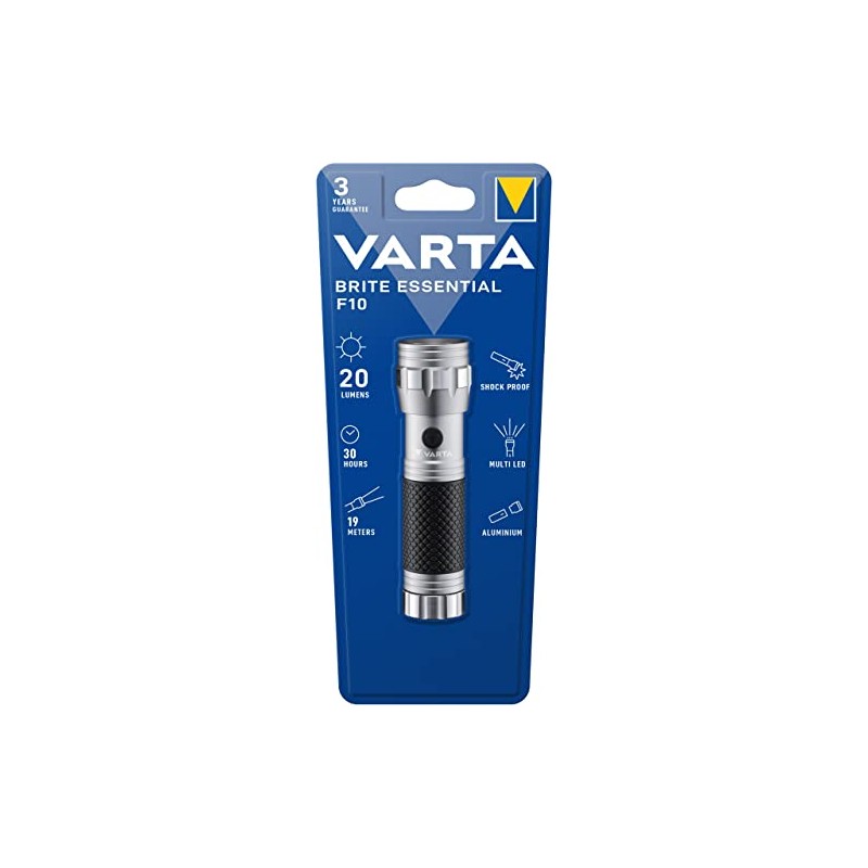 VARTA BRITE ESSENTIAL F10 LED FLASHLIGHT WITH RUBBER HANDLE LAMP