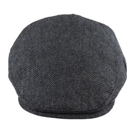 TruClothing Mens Flat Cap Wool Herringbone Tweed Vintage Classic 1920s Unisex Del Boy - Charcoal S
