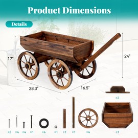 PAIQIAN Courtyard Decoration: Wooden Trolley Flower Pots, Wheeled Trolley Planters, Suitable for Outdoor Gardens