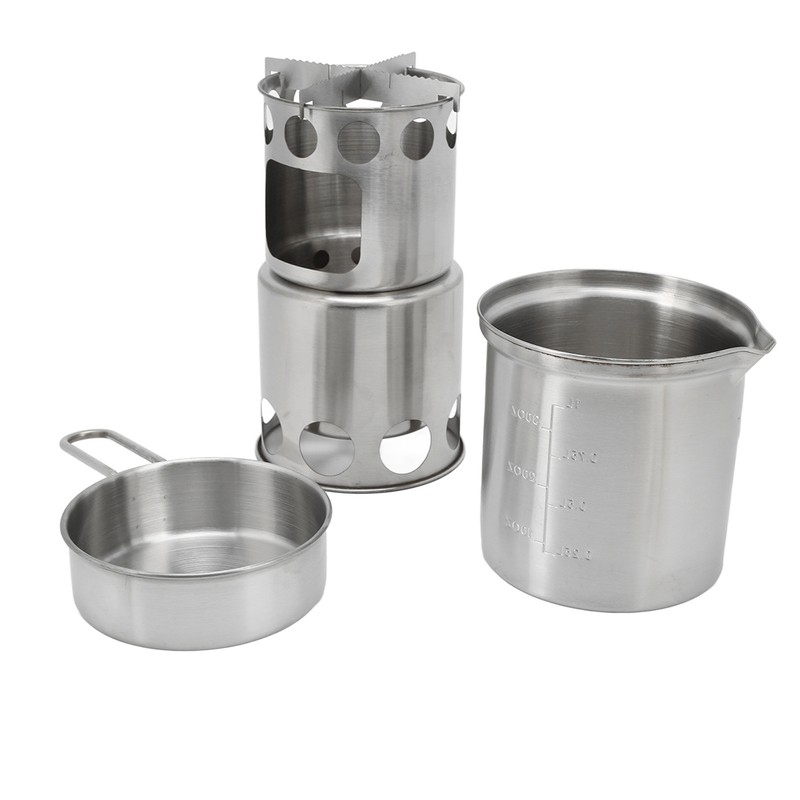 Stainless Steel Cookware Set Portable Camping Stove Cooking Pot Set